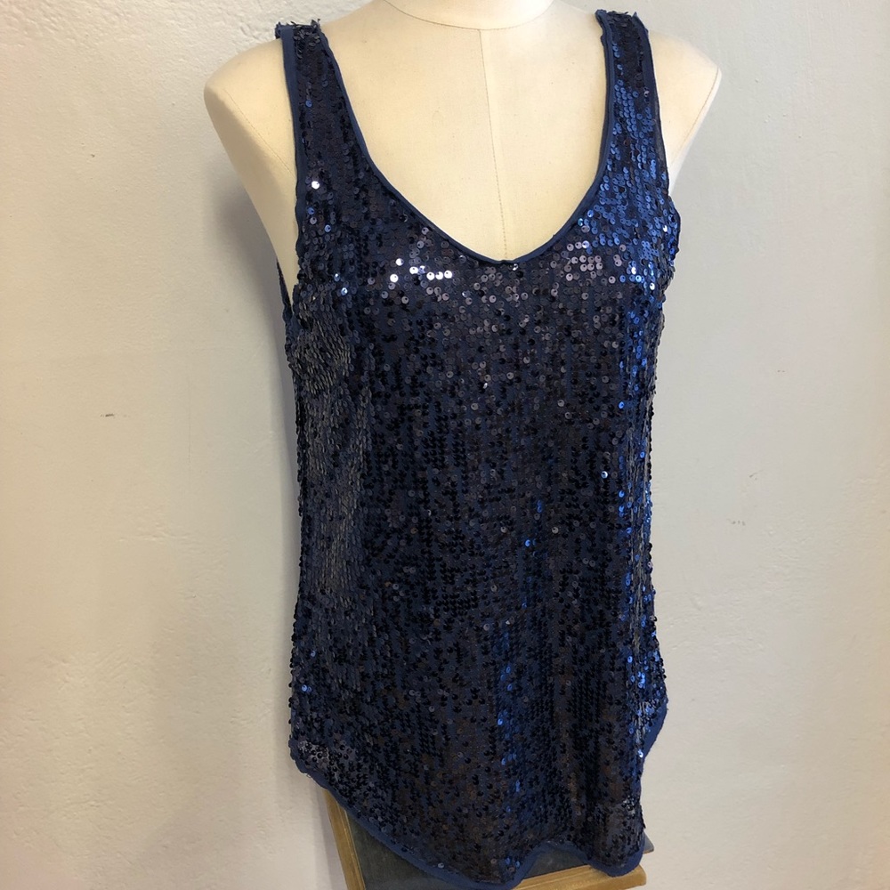 Talula, Navy Sequin Tank, S